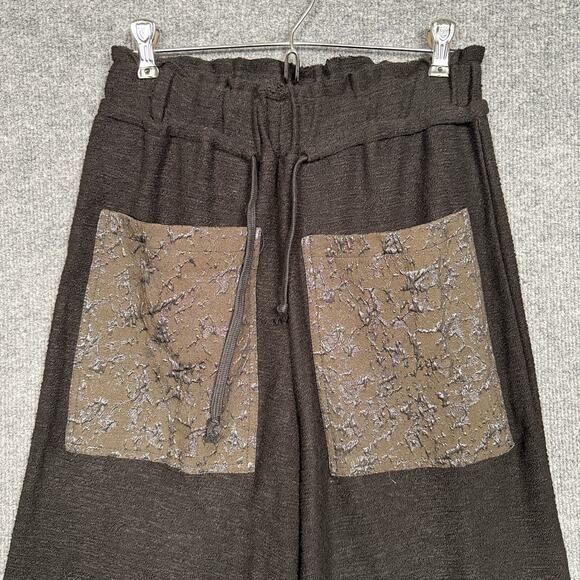 OZAI N KU Womens Sz Medium Soft Sweatpants Black Drawstring Waist Flared Pull On - Picture 3 of 9